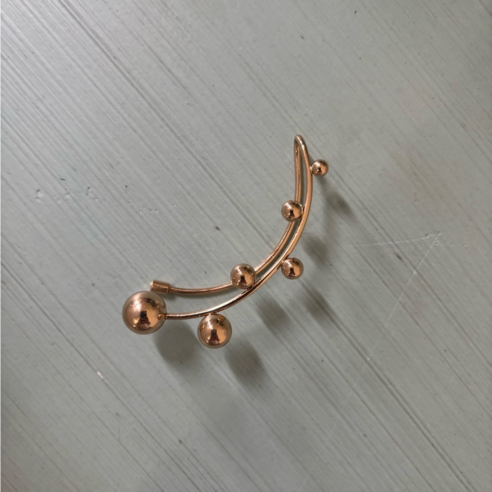 Gold Ear Cuff Earring Earcuff with Golden Round Balls Spheres